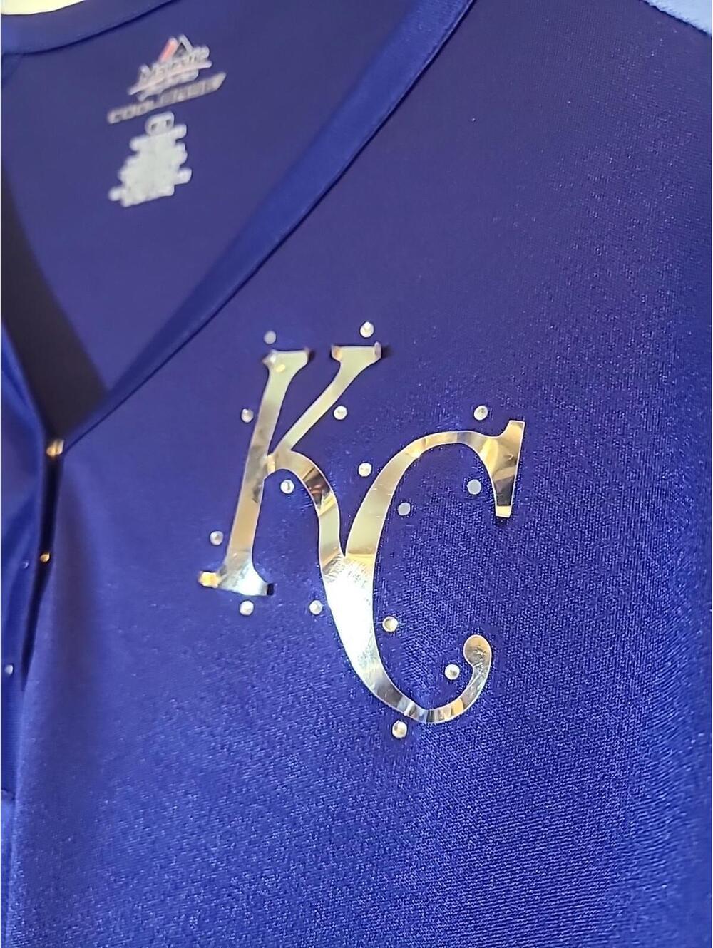 Majestic Fan Fashion Cool Base Womens Kansas City Royals Baseball Shirt 2XL - Picture 4 of 9